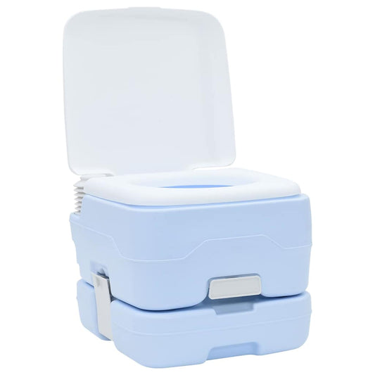 Camping Toilet Manual Light Blue and White 41.5 x 36.5 x 30 cm