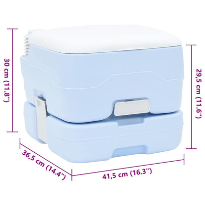 Camping Toilet Manual Light Blue and White 41.5 x 36.5 x 30 cm