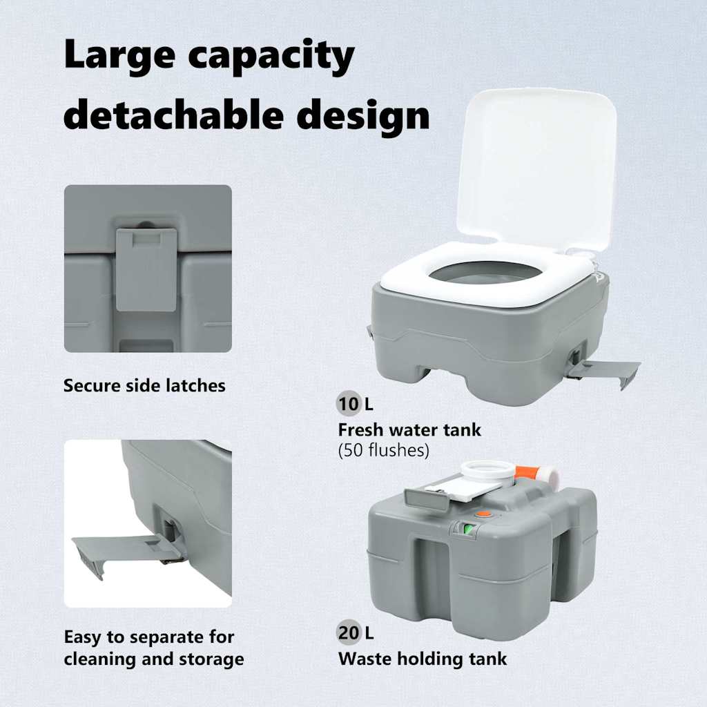 Camping Toilet Grey 41.5 x 36.5 x 42 cm
