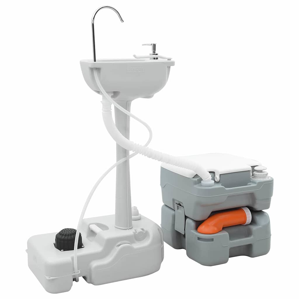 Camping Toilet Set 2 pcs Grey 50.5 x 33 x 103 cm