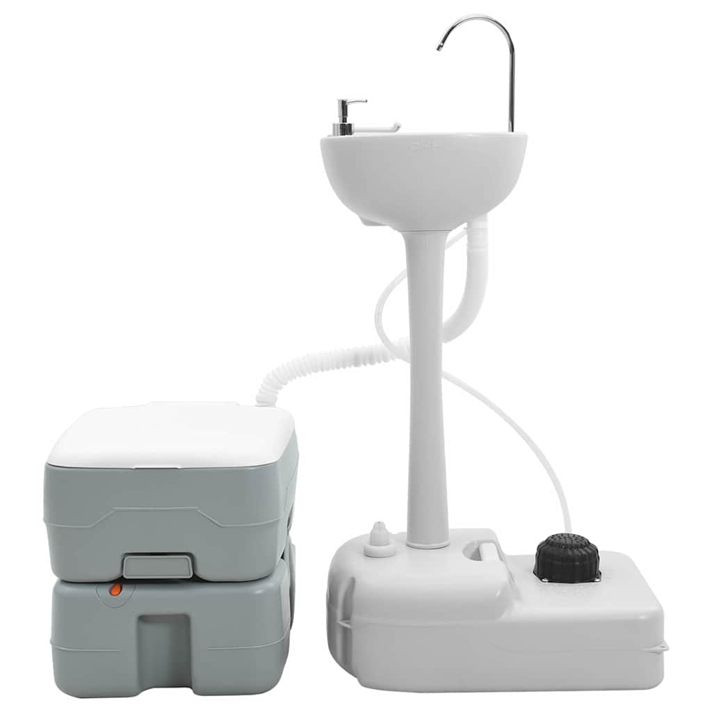 Camping Toilet Set 2 pcs Grey 50.5 x 33 x 103 cm