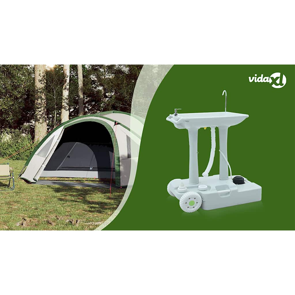 Camping Handwash Stand with Wheels Grey 72 x 42 x 103 cm