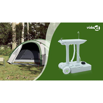 Camping Handwash Stand with Wheels Grey 72 x 42 x 103 cm