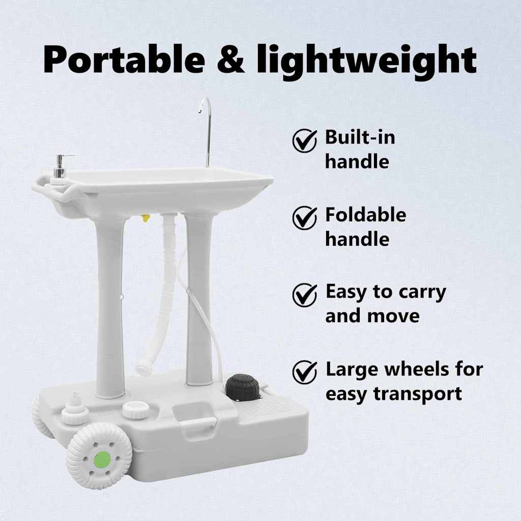 Camping Handwash Stand with Wheels Grey 72 x 42 x 103 cm