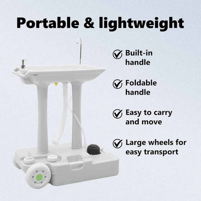 Camping Handwash Stand with Wheels Grey 72 x 42 x 103 cm