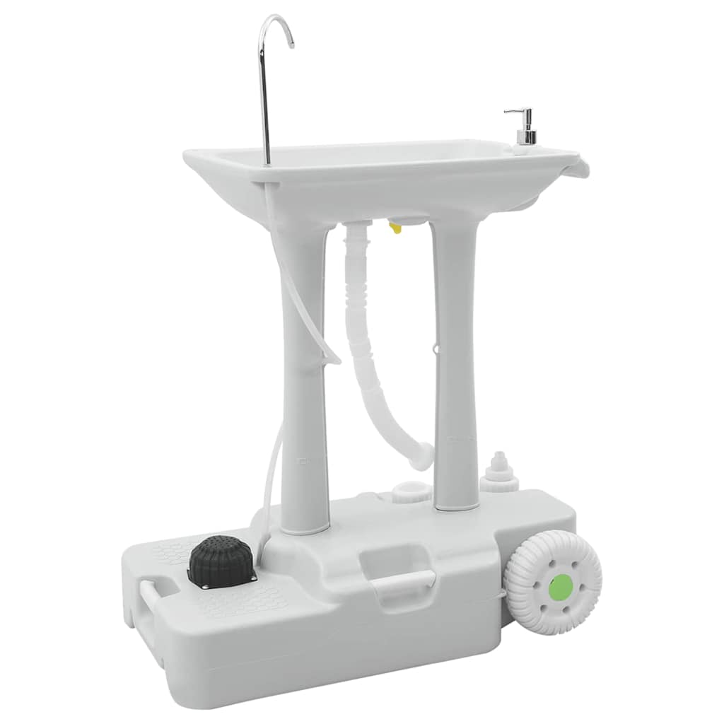 Camping Handwash Stand with Wheels Grey 72 x 42 x 103 cm