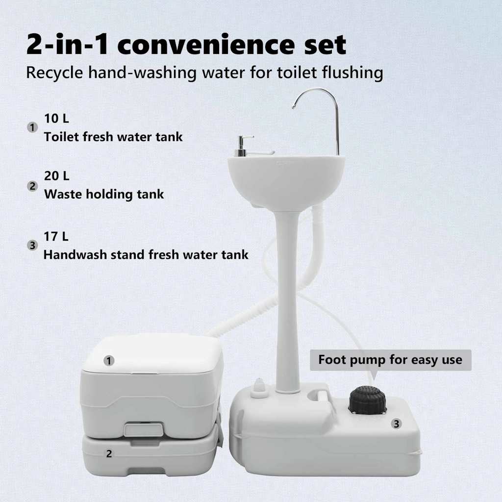 Camping Toilet Set 2 pcs Grey and White