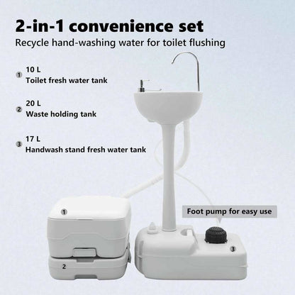 Camping Toilet Set 2 pcs Grey and White