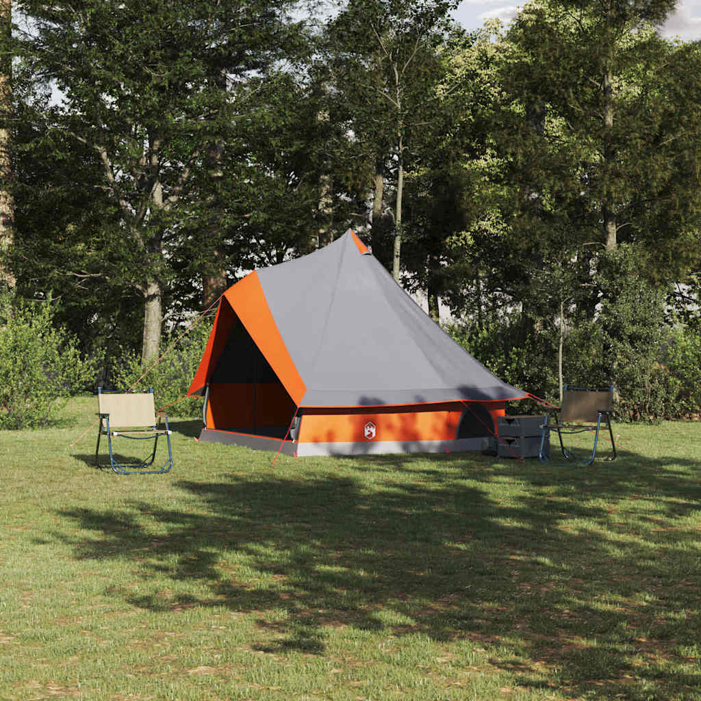 Tipi Tent with Roof Grey and Orange 400 x 346 x 250 cm Taffeta
