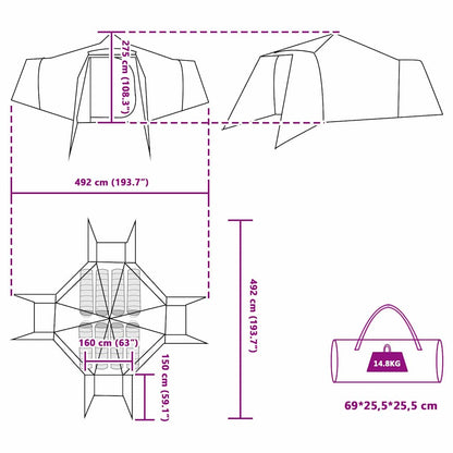 Tipi Tent with Roof Blue 492 x 492 x 275 cm Taffeta