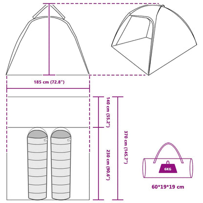 Cabin Tent with Roof Grey and Orange 370 x 230 x 185 cm Taffeta
