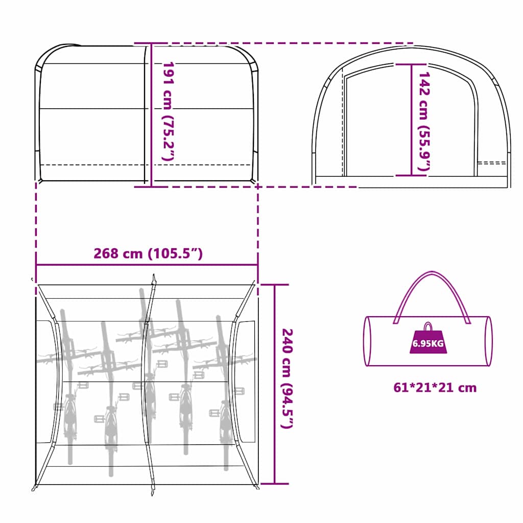 Tent with Roof with Storage Blue 268 x 240 x 191 cm Polyester