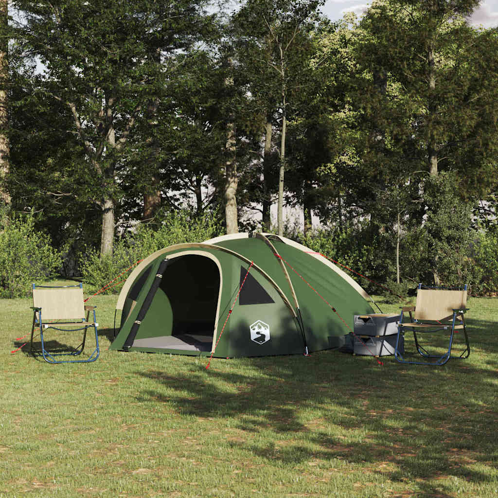 Dome Tent 4-Person 308 x 268 x 130 cm Waterproof Green Taffeta
