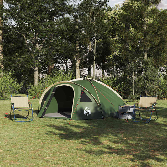 Dome Tent 4-Person Waterproof Green Taffeta