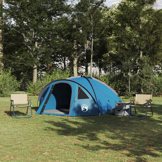 Dome Tent 4-Person Waterproof Blue Taffeta