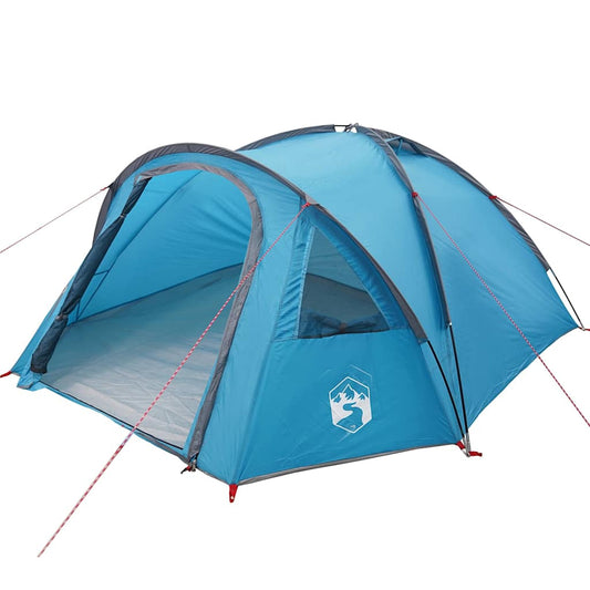 Dome Tent 4-Person Waterproof Blue Taffeta