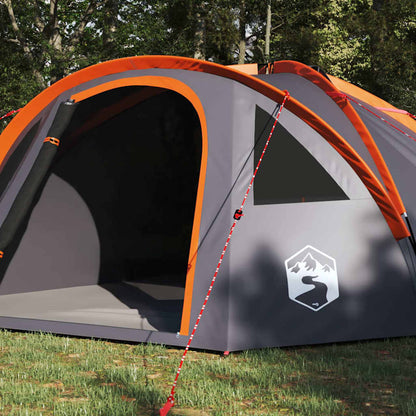 Dome Tent 4-Person 308 x 268 x 130 cm Grey and Orange Taffeta