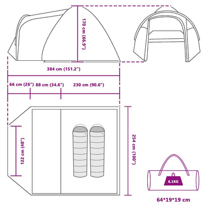 Dome Tent Dome with Roof Grey and Orange 384 x 254 x 170 cm
