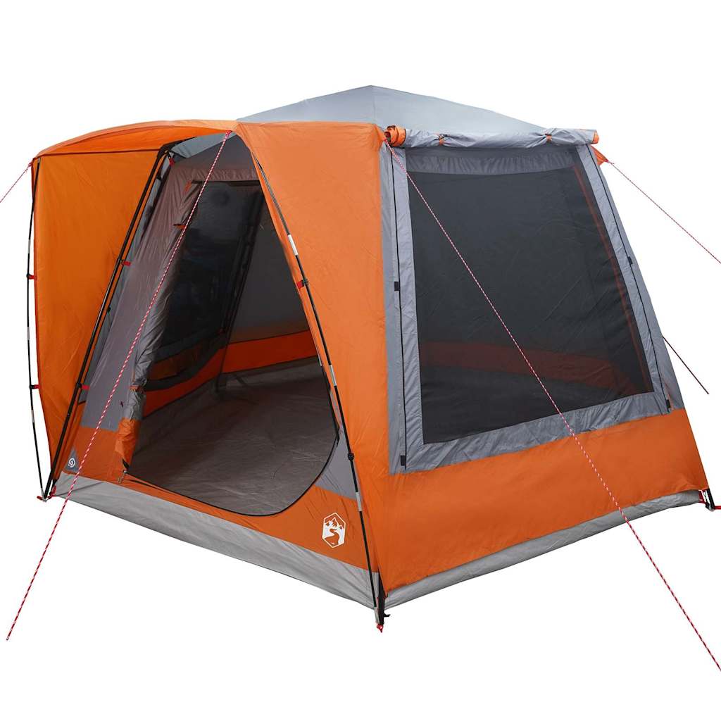 Camping Tent Cabin Grey and orange 420 x 420 x 227 cm Polyester