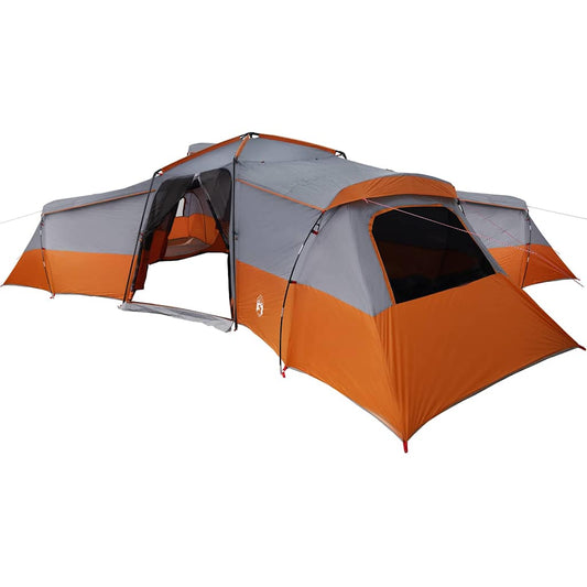 Family Tent 16-Person Waterproof Grey and Orange Taffeta