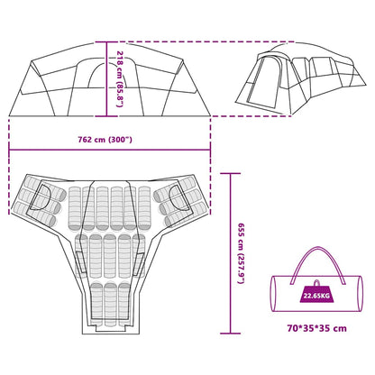 Family Tent with Roof Green 762 x 655 x 218 cm Taffeta