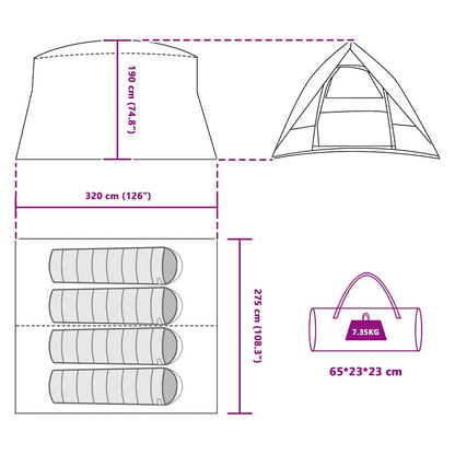 Camping Tent with Roof Blue 320 x 275 x 190 cm Taffeta