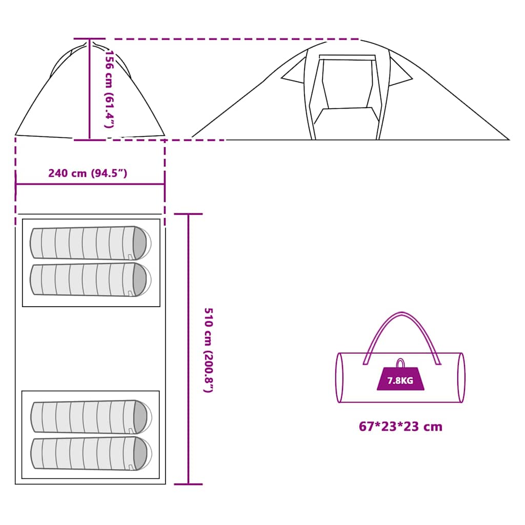 Tunnel tent Grey and Orange 510 x 240 x 156 cm Taffeta