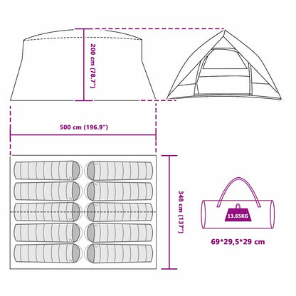Tunnel tent with Roof Green 500 x 348 x 200 cm Taffeta