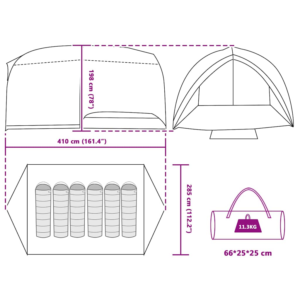 Tunnel tent with Roof Green 410 x 285 x 198 cm Taffeta