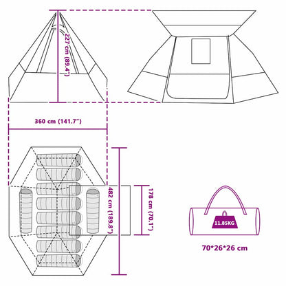 Camping Tent with Roof Blue 482 x 360 x 227 cm Taffeta