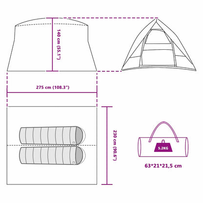 Camping Tent with Roof Green 275 x 230 x 140 cm Taffeta