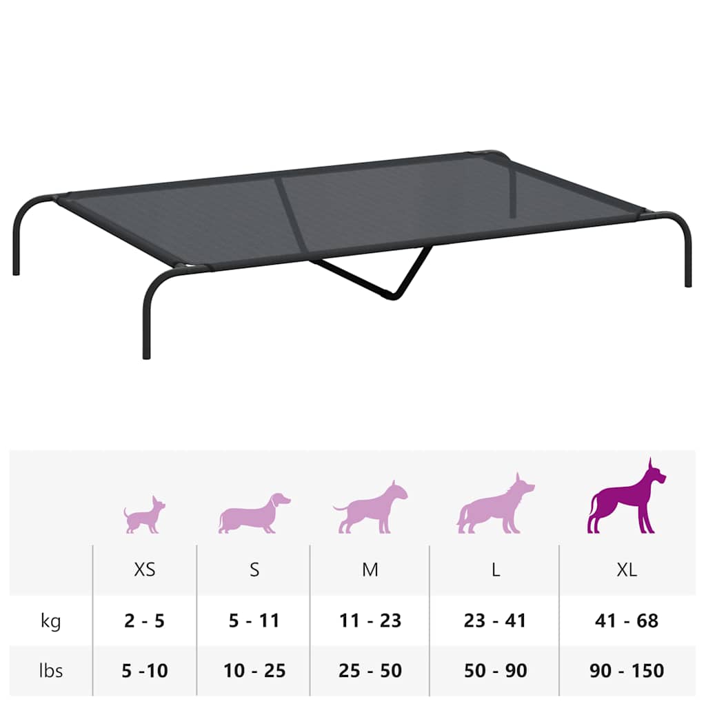 Elevated Dog Bed Black 59.1"x35.4"x7.9" Textilene and Steel