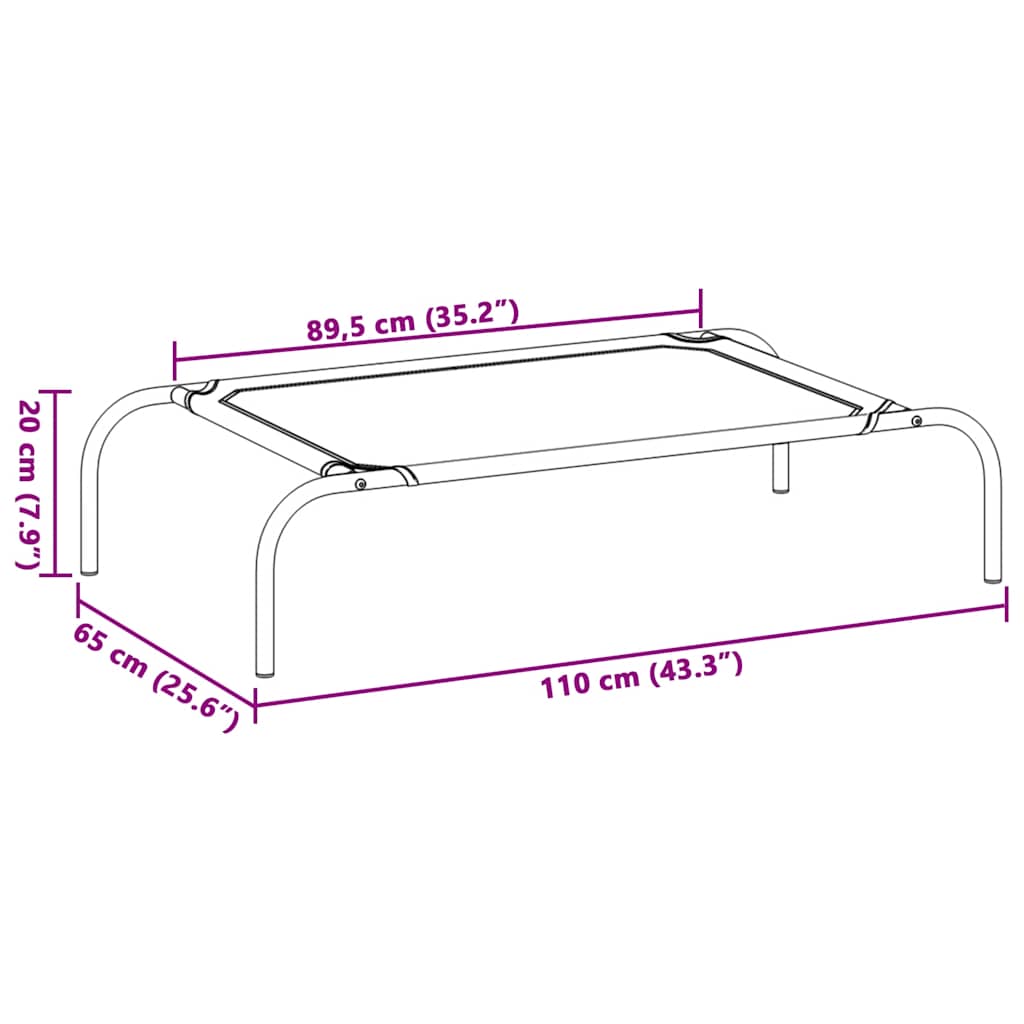 Elevated Dog Bed Black 43.3"x25.6"x7.9" Oxford Fabric and Steel
