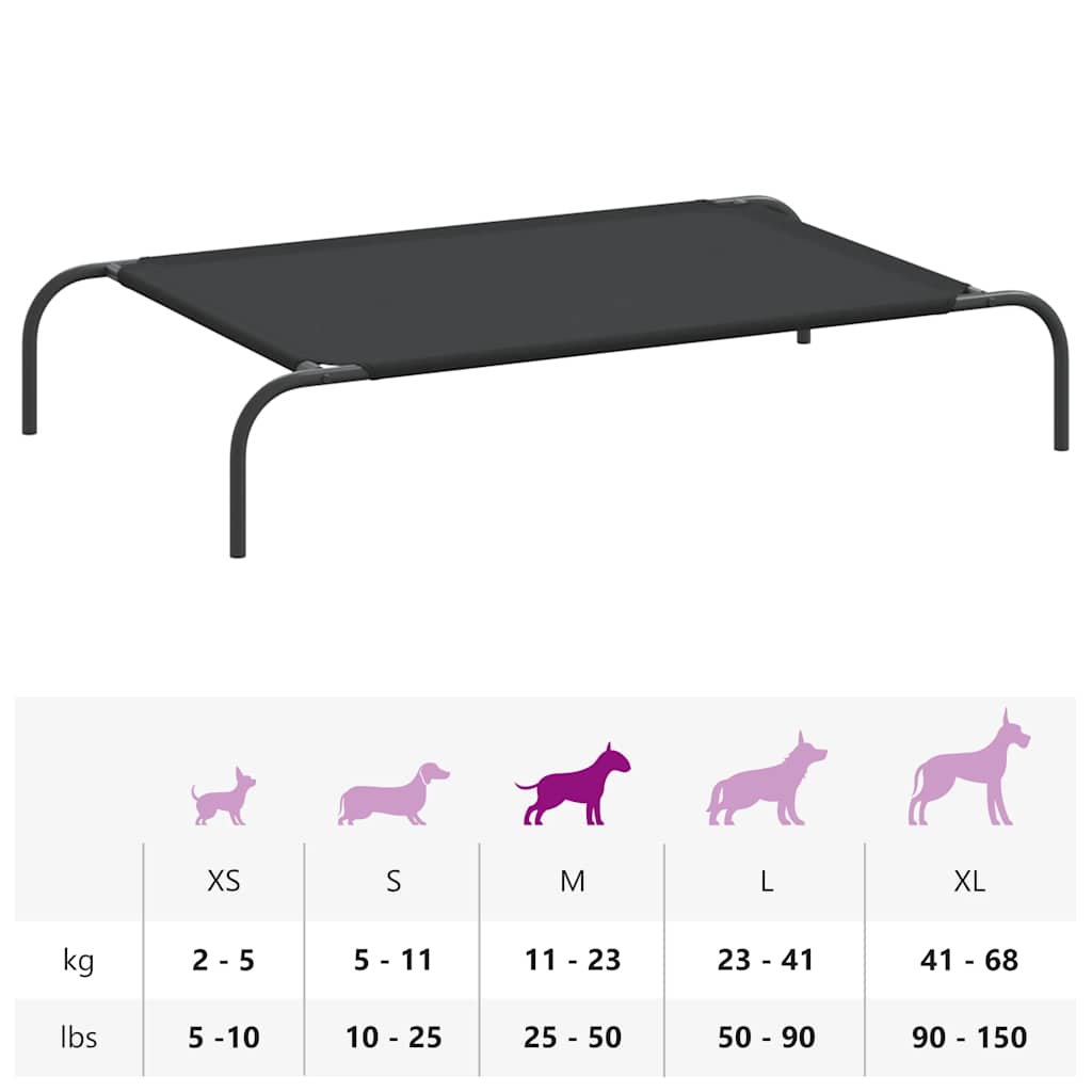 Elevated Dog Bed Black 43.3"x25.6"x7.9" Oxford Fabric and Steel