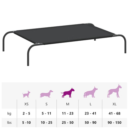 Elevated Dog Bed Black 43.3"x25.6"x7.9" Oxford Fabric and Steel