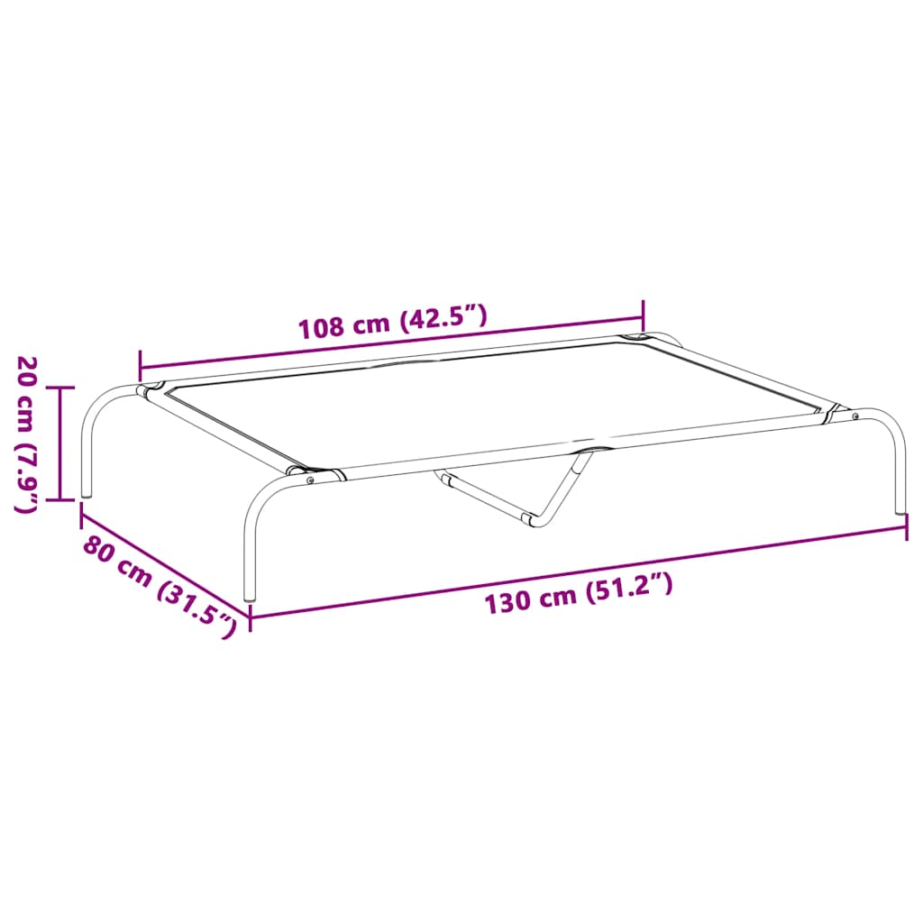 Elevated Dog Bed Black 51.2"x31.5"x7.9" Oxford Fabric and Steel