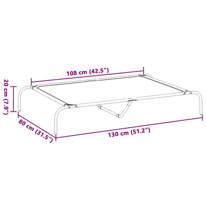 Elevated Dog Bed Grey 130x80x20 cm Textilene and Steel