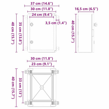 Control Cabinet Grey 37 x 16.5 x 40 cm ABS Plastic