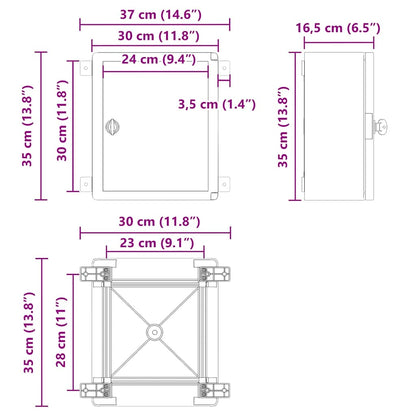 Control Cabinet Grey 37 x 16.5 x 35 cm ABS Plastic