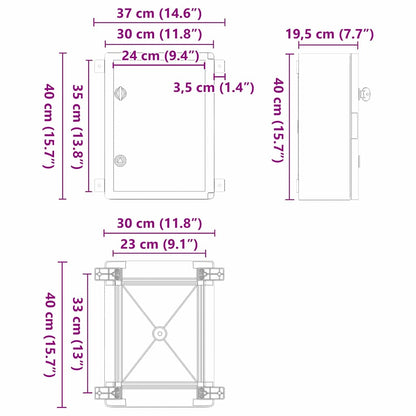 Control Cabinet Grey 37 x 19.5 x 40 cm ABS Plastic