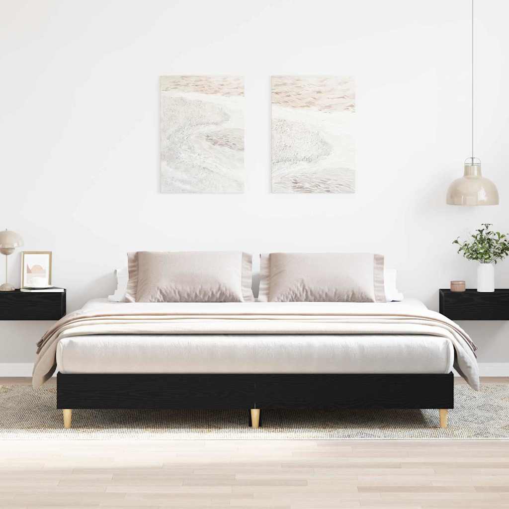 Bed Frame Black Oak 160 x 200 cm Engineered wood