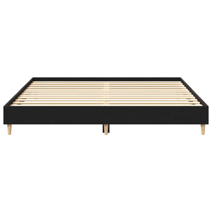 Bed Frame Black Oak 160 x 200 cm Engineered wood