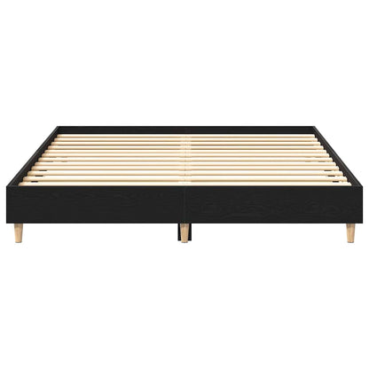 Bed Frame Black Oak 150 x 200 cm Engineered wood