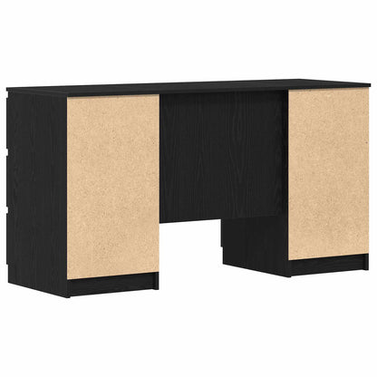 Desk with Drawer Black Oak 140 x 50 x 76 cm Engineered Wood