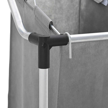 Laundry Basket with Wheels 3 Compartments Grey