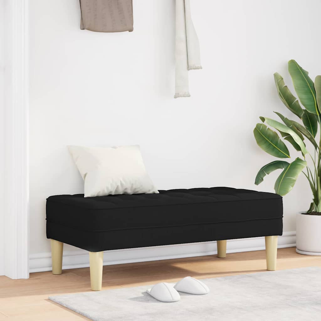 Bench with Cushion Black 44.49 x 22.44 x 15.35 in Fabric