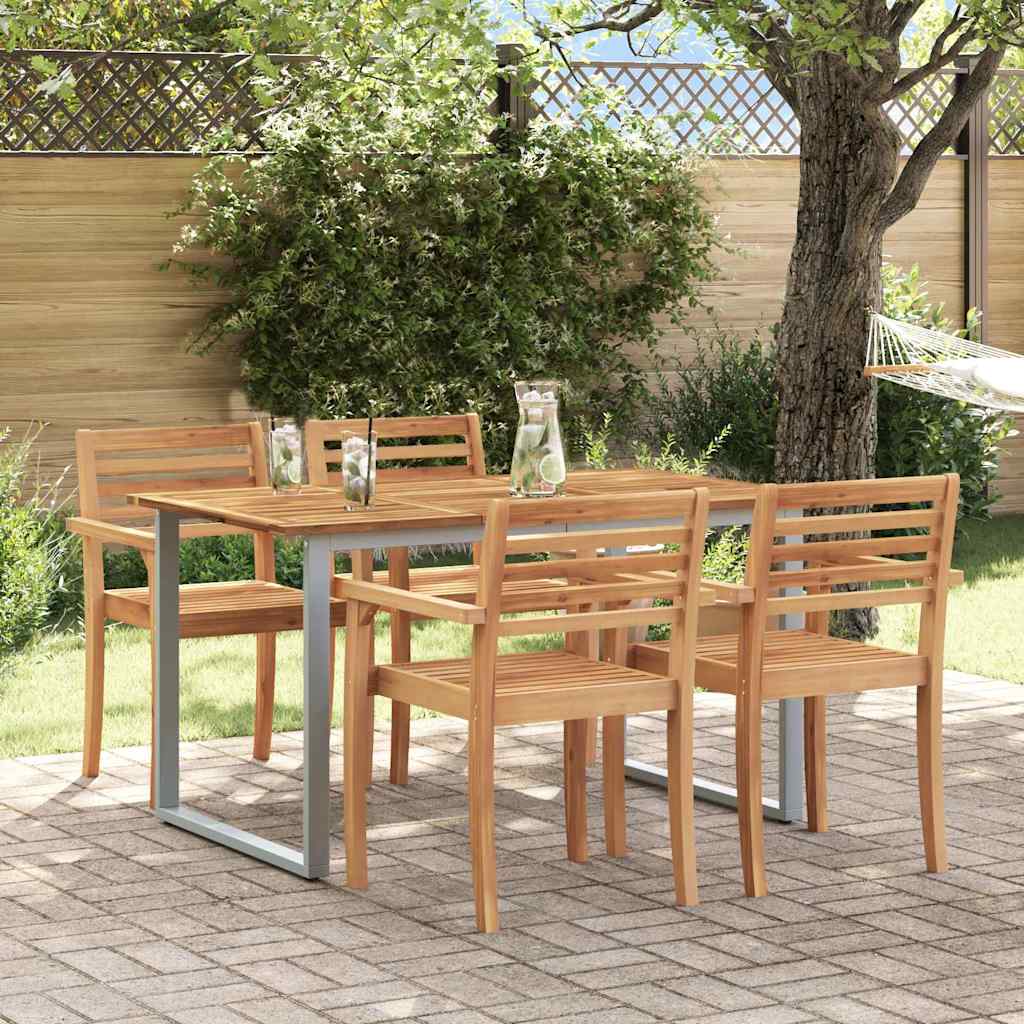 Garden Table Grey 140 x 80 x 75 cm Solid Acacia Wood