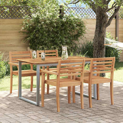 Garden Table Grey 140 x 80 x 75 cm Solid Acacia Wood