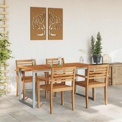 Garden Table Grey 160 x 80 x 75 cm Solid Acacia Wood