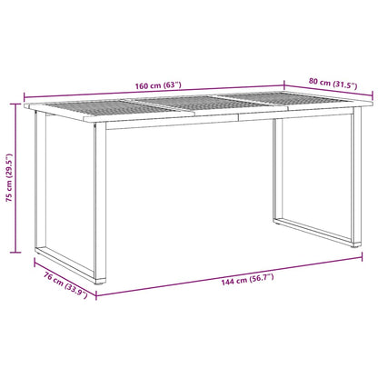 Garden Table Grey 160 x 80 x 75 cm Solid Acacia Wood